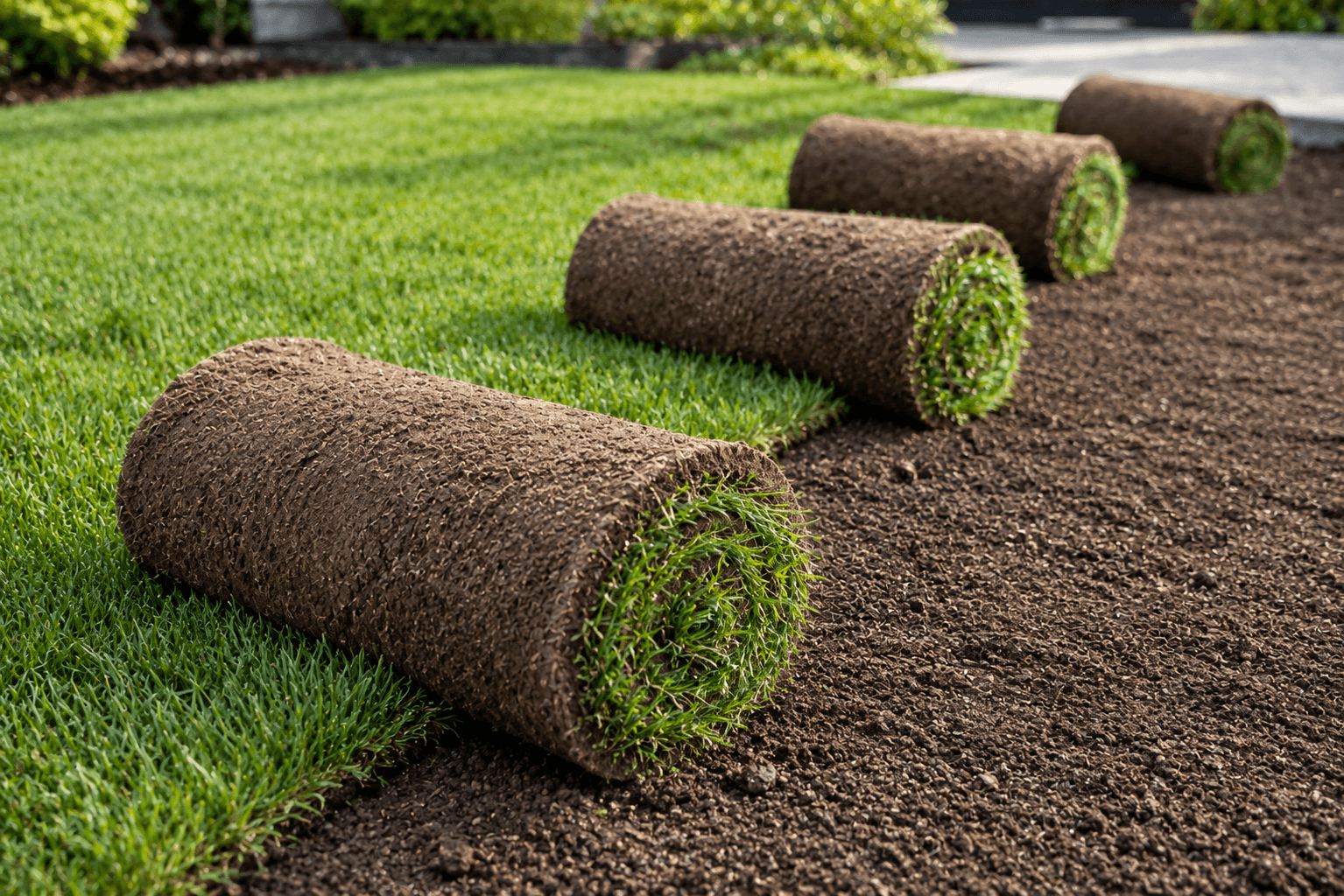 Fresh sod installation